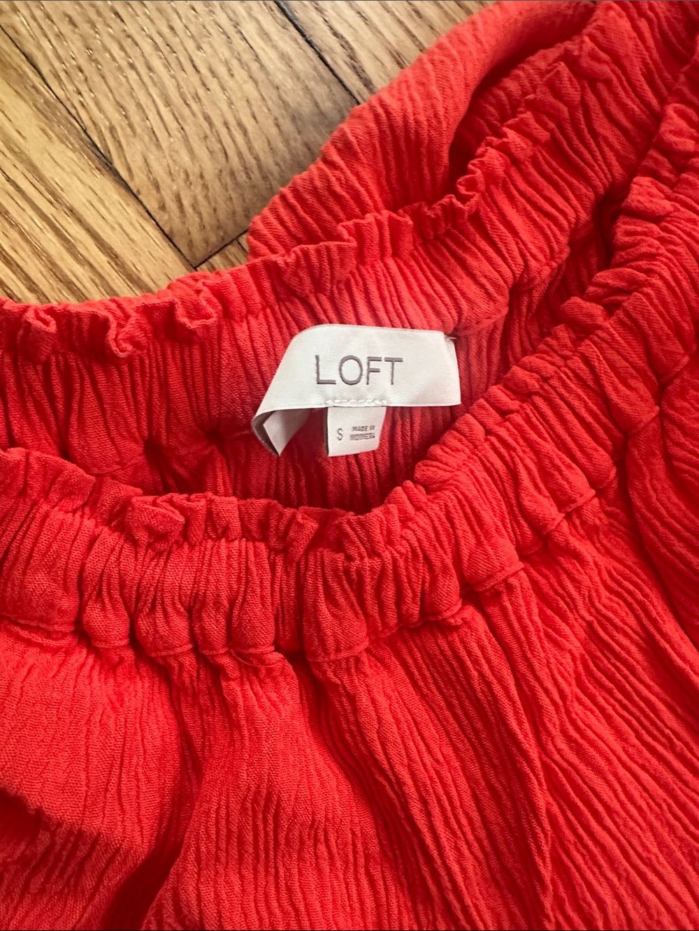 LOFT Red Ruffle Off-Shoulder Top - Picture 3 of 3